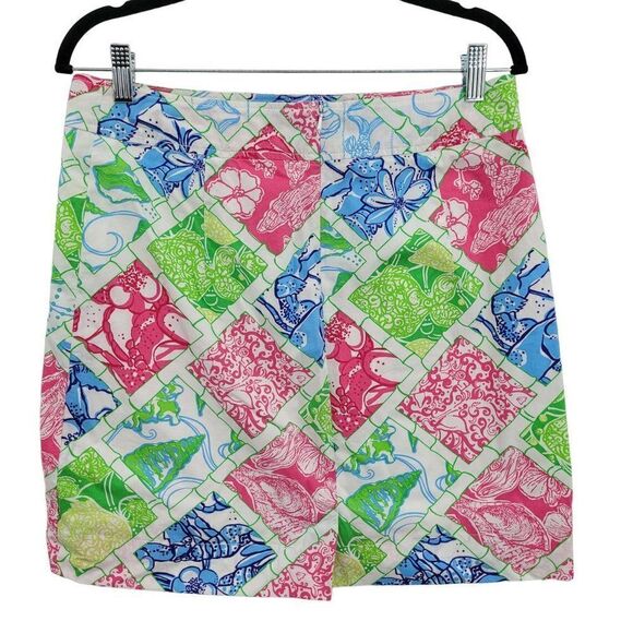 Lilly Pulitzer Jubilee Skirt 12 Multicolor‎ Patch Print A-line Mini Vibrant Fish - Picture 4 of 12